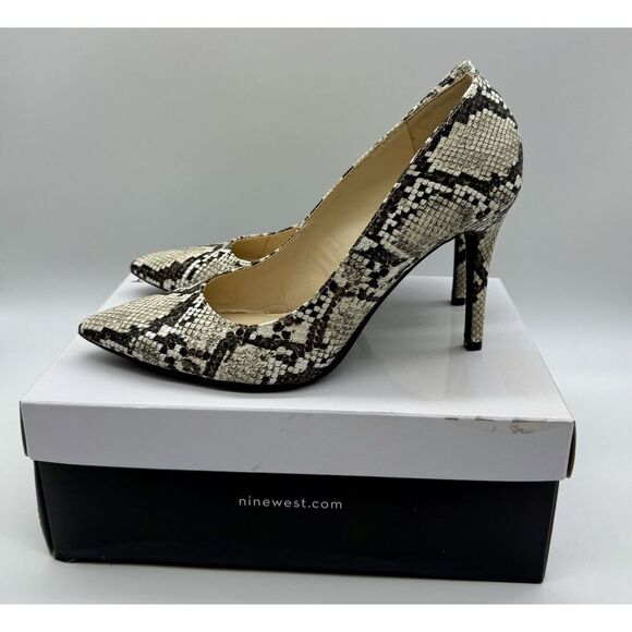 Nine West Stiletto Pumps Faux Snake Skin Ivory Multi Women’s Size 8.5 With Box - Picture 4 of 8